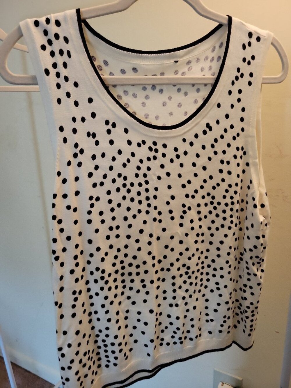 Talbots CHARMING SHELL - DOT Black On White Polka Dot Size Large